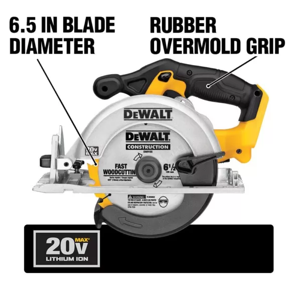 DEWALT 20-Volt MAX Cordless Combo Kit (4-Tool) with (2) 20-Volt 2.0Ah Batteries & 6-1/2 in. Circular Saw