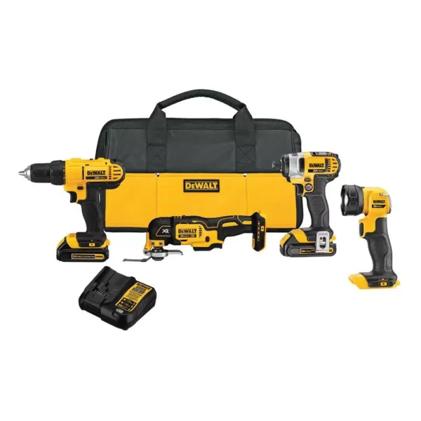 DEWALT 20-Volt MAX Cordless Combo Kit (4-Tool) with (2) 20-Volt 1.5Ah Batteries & Charger