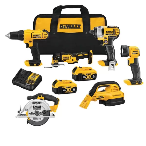 DEWALT 20-Volt MAX Cordless Combo Kit (6-Tool) with (2) 20-Volt 4.0Ah Batteries & Charger