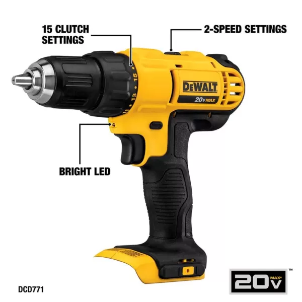 DEWALT 20-Volt MAX Cordless Combo Kit (7-Tool) with (1) 20-Volt 4.0Ah Battery, (1) 20-Volt 2.0Ah Battery & 4-1/2 in. Grinder