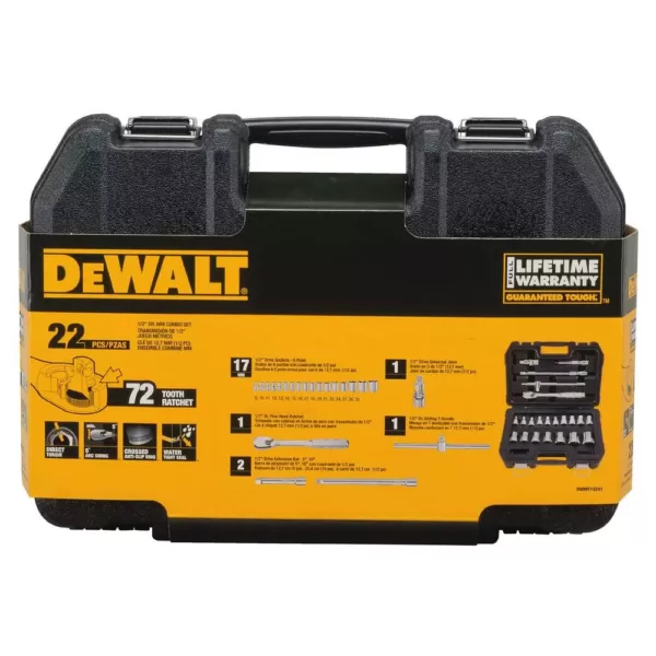 DEWALT 1/2 in. Drive Metric Socket Set with Ratchet (22-Piece)