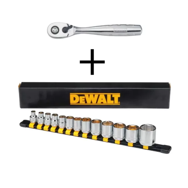 DEWALT 3/8 in. Drive Pear Head Ratchet with Bonus 3/8 in. Drive Socket Set (13-Piece)