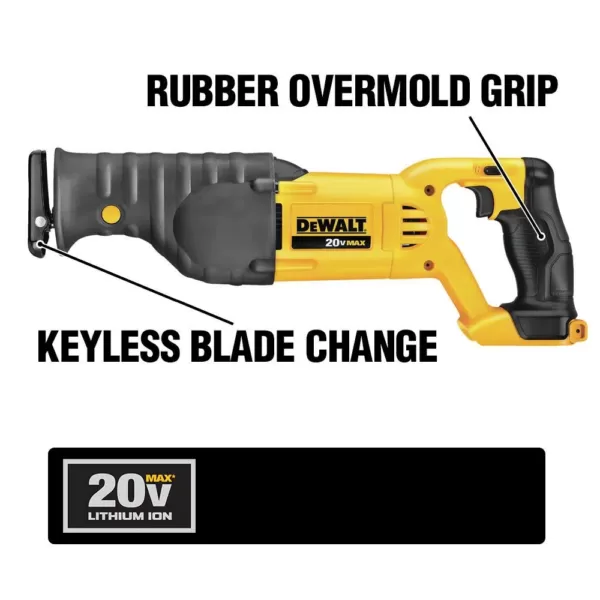 DEWALT 20-Volt MAX Cordless Reciprocating Saw with (2) 20-Volt Batteries 5.0Ah & Charger