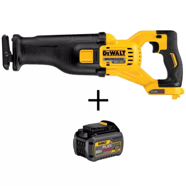 DEWALT FLEXVOLT 60-Volt MAX Cordless Brushless Reciprocating Saw with (1) FLEXVOLT 6.0Ah Battery