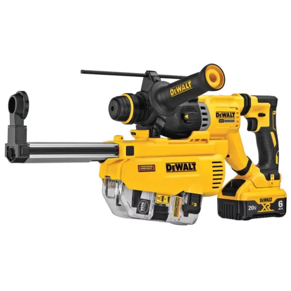 DEWALT 20-Volt MAX Cordless Brushless 1-1/8 in. SDS Plus D-Handle Rotary Hammer w/ Dust Extractor & (2) 20-Volt 6.0Ah Batteries