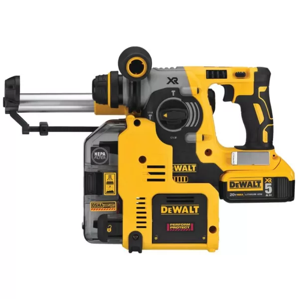 DEWALT 20-Volt MAX XR Brushless 1 in. SDS Plus L-Shape Rotary Hammer w/ Onboard Extractor & (2) 20-Volt 5.0Ah Batteries