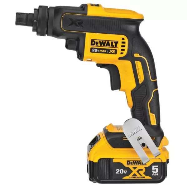 DEWALT 20-Volt MAX XR Cordless Brushless Drywall Screwgun Threaded Clutch Housing with (2) 20-Volt 5.0Ah Batteries & Charger