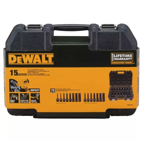 DEWALT 1/2 in. Drive Combination Impact Hex Socket Set (15-Piece)