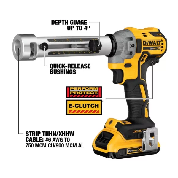 DEWALT 20-Volt MAX XR Cordless Brushless Cable Stripper with (2) 20-Volt 5.0Ah Batteries & Charger