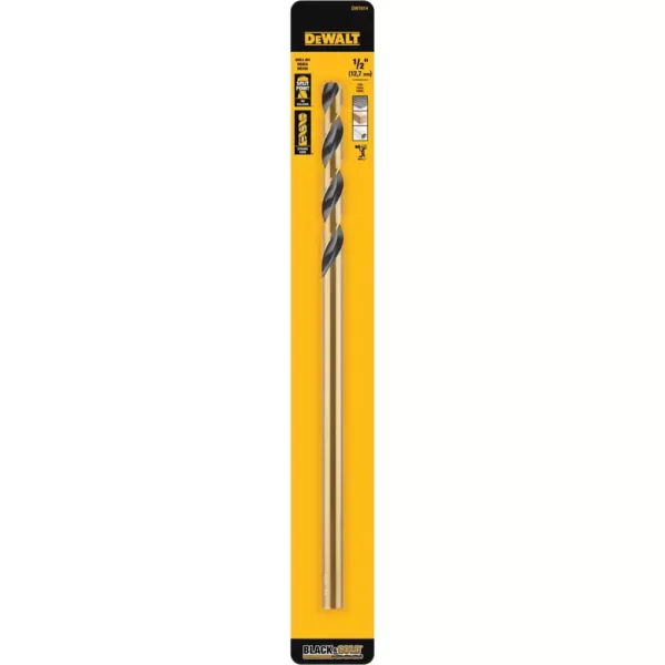 DEWALT 1/2 in. x 12 in. Black and Gold Drill Bit