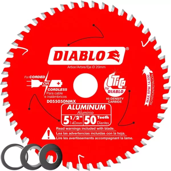 DIABLO 5-1/2 in. x 50-Teeth Aluminum Cutting Saw Blade with Bushings