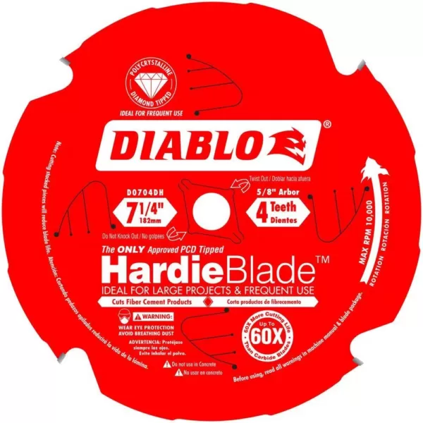 DIABLO 7-1/4 in. x 4-Teeth Polycrystalline Diamond (PCD) Tipped James Hardie/Fiber Cement Saw Blade