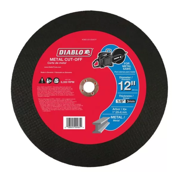 DIABLO 12 in. x 1/8 in. x 1 in. Metal High Speed Cut-Off Disc