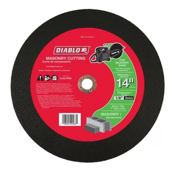 DIABLO 14 in. x 1/8 in. x 1 in. Masonry High Speed Cut-Off Disc