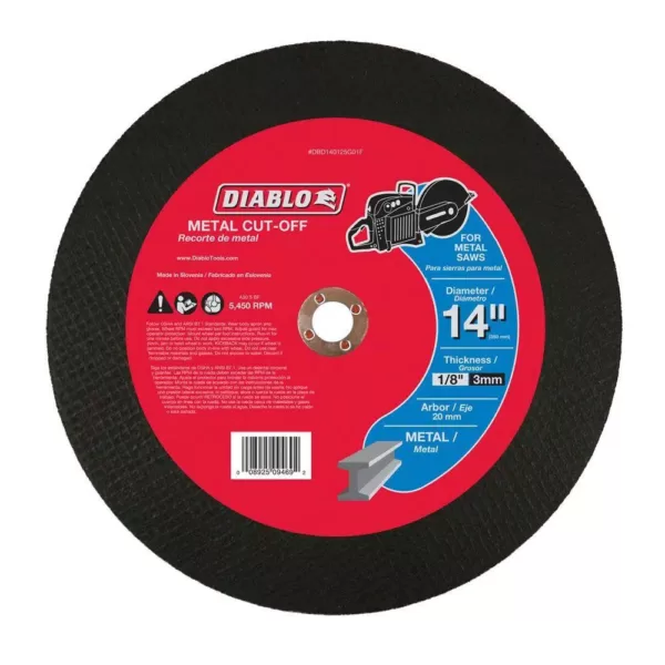 DIABLO 14 in. x 1/8 in. x 20 mm Metal High Speed Cut-Off Disc