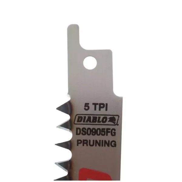 DIABLO 9 in. 5  TPI  Fleam Ground/Pruning Reciprocating Saw Blade