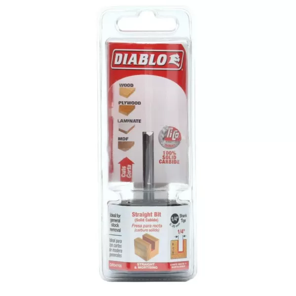 DIABLO 1/4 in. x 1 in. Carbide Straight Router Bit