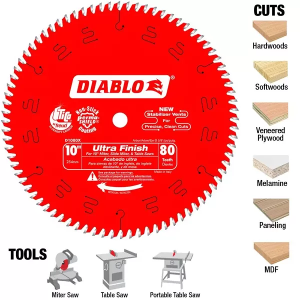 DIABLO 10 in. x 80-Teeth Ultra Finish Saw Blade