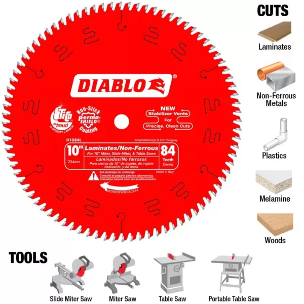 DIABLO 10 in. x 84-Teeth Laminate/Non-Ferrous Metal Cutting Saw Blade