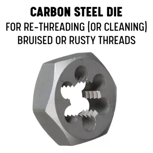 Drill America 1 in.-8 Carbon Steel Left Hand Hex Re-Threading Die