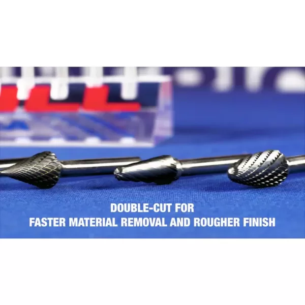 Drill America 3/4 in. x 1 in. Tree Pointed End Solid Carbide Burr Rotary File Bit with 1/4 in. Shank