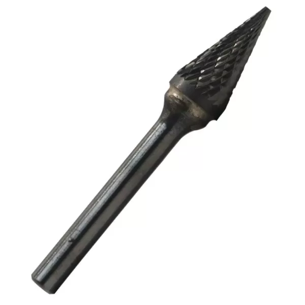 Drill America 1/4 in. x 1 in. Cone Pointed End Solid Carbide Burr Rotary File Bit with 1/4 in. Shank