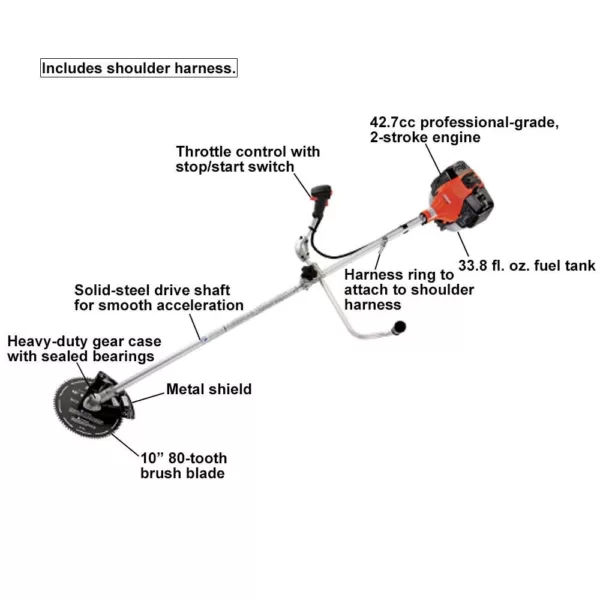 ECHO 42.7 cc Gas 2-Stroke Cycle Brush Cutter Trimmer