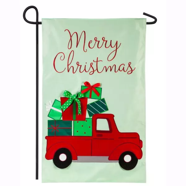 Evergreen 18 in. x 12.5 in. Truckload of Gifts Garden Applique Flag