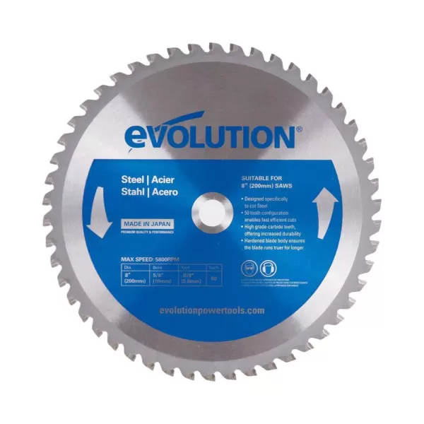 Evolution Power Tools 8 in. 50-Teeth Mild Steel Cutting Saw Blade