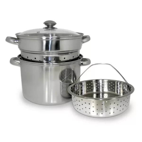 ExcelSteel 8 Qt. 4-Piece 18/10 Stainless Steel Multi-Cooker with Baskets and Lid