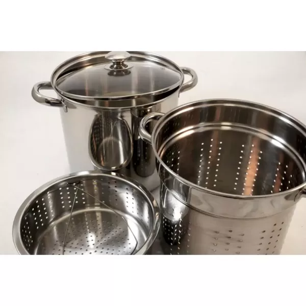 ExcelSteel 4-Piece 8 Qt. Professional 18/10 Stainless Steel Multi-Cooker with Lid