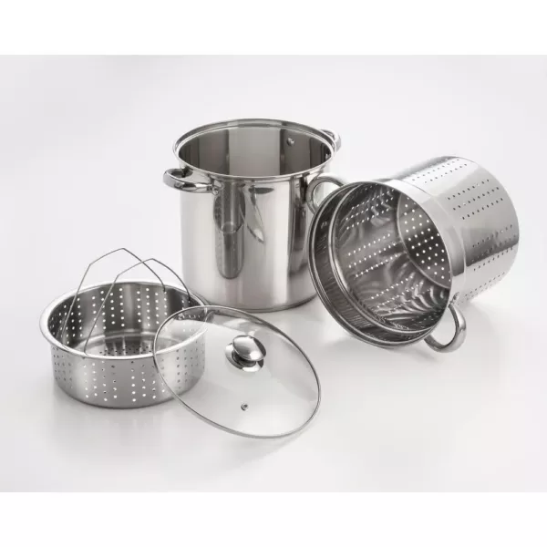 ExcelSteel 4-Piece 12 Qt. Professional 18/10 Stainless Steel Multi-Cooker with Lid