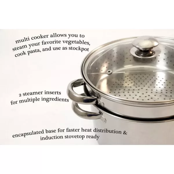 ExcelSteel 20 Qt. Professional 18/10 Stainless Steel Multi-Cooker with Lid (4-Piece)