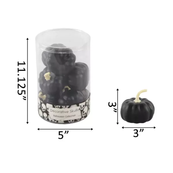 Flora Bunda 3 in. Halloween Black Plastic Pumpkins Fillers in PVC Gift Box (8-Pieces Per Box)