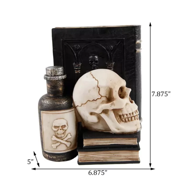 Flora Bunda 7 in. x 8 in. Halloween Decor Resin Book, Poison with Skull Bookend