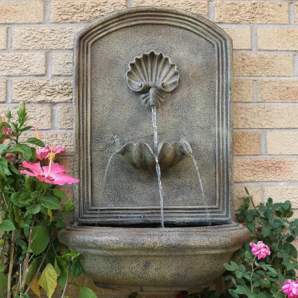 Sunnydaze Decor Seaside Florentine Stone Electric Powered Outdoor Wall Fountain