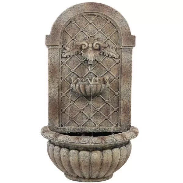 Sunnydaze Decor Venetian Resin Florentine Stone Solar-On-Demand Outdoor Wall Fountain