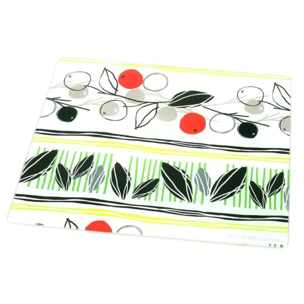 Creative Home Tempered Glass 11.75 in. x 15 in., 5 mm Thickness Cutting, Serving Board with Flower Pattern,