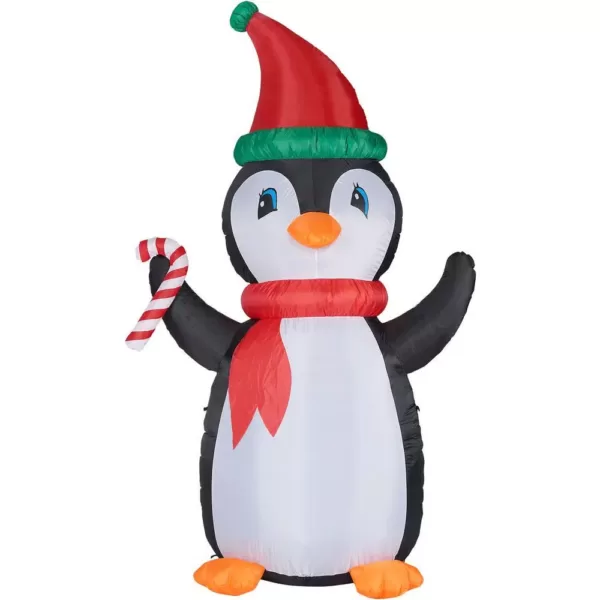 Fraser Hill Farm 10 ft. Penguin and Candy Cane Christmas Inflatable with Lights