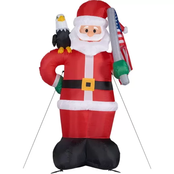 Fraser Hill Farm 8 ft. Americana Santa with Bald Eagle Christmas Inflatable with Lights