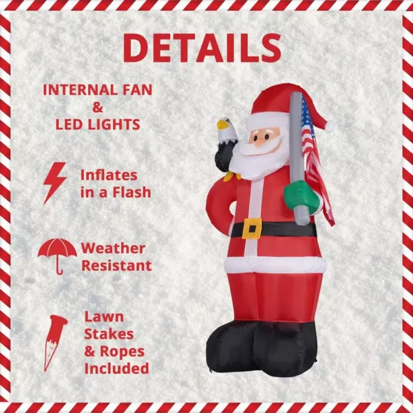 Fraser Hill Farm 8 ft. Americana Santa with Bald Eagle Christmas Inflatable with Lights