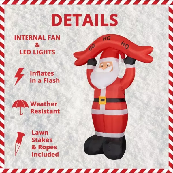 Fraser Hill Farm 10 ft. Santa Claus with HO HO HO Sign Christmas Inflatable with Lights