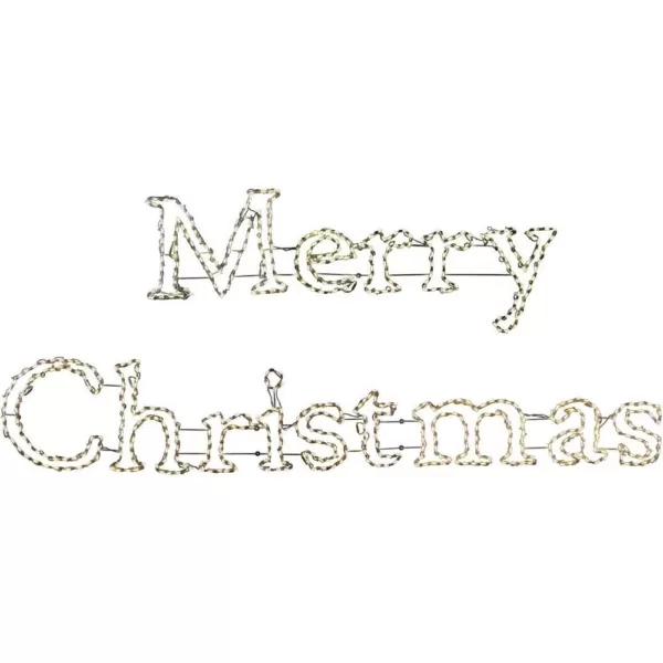 Fraser Hill Farm 3 ft. 590-Light Warm White Merry Christmas Sign Novelty Light (2-Piece)