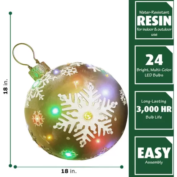 Fraser Hill Farm 1.5 ft. 24-Light LED Gold Ball Ornament with Snowflake Design