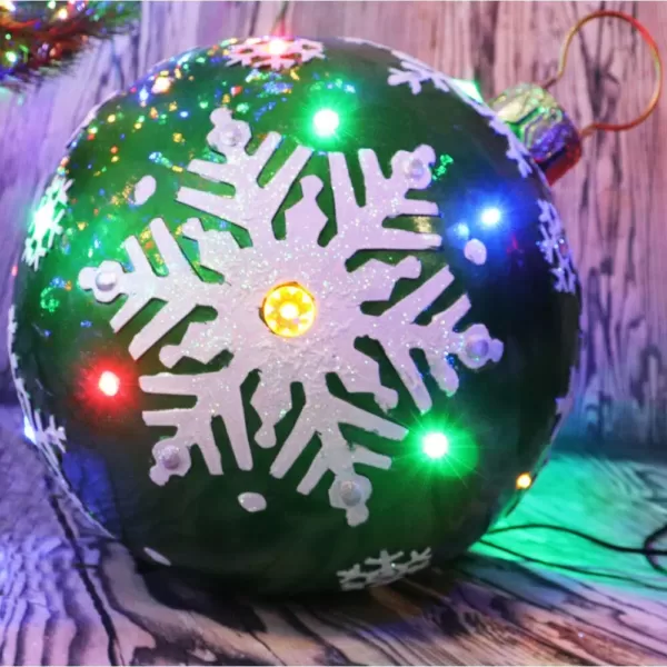 Fraser Hill Farm 1.5 ft. 24-Light LED Jeweled Ball Ornament with Snowflake Design