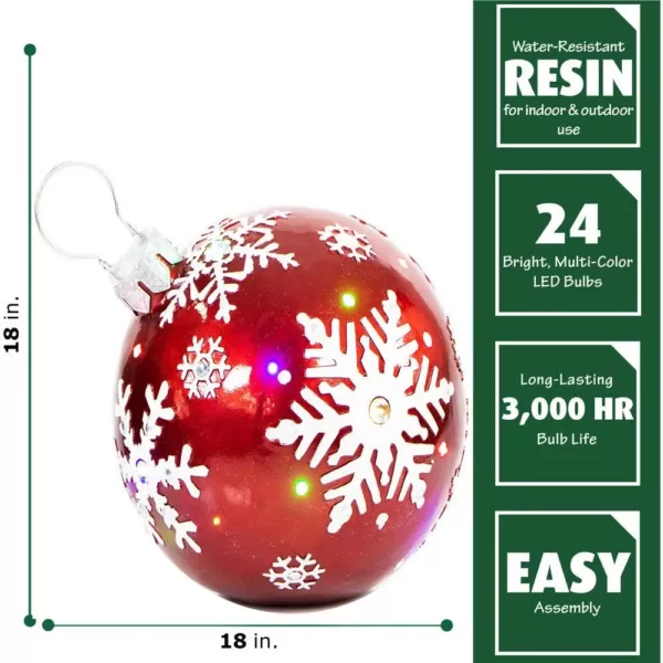 Fraser Hill Farm 1.5 ft. 24-Light LED Jeweled Ball Ornament with Snowflake Design