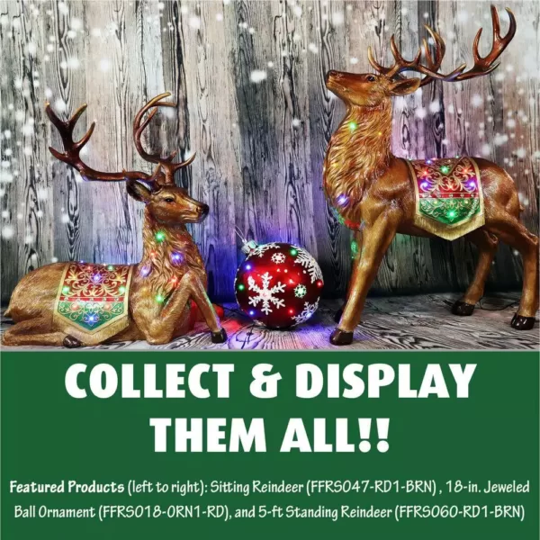 Fraser Hill Farm 1.5 ft. 24-Light LED Jeweled Ball Ornament with Snowflake Design