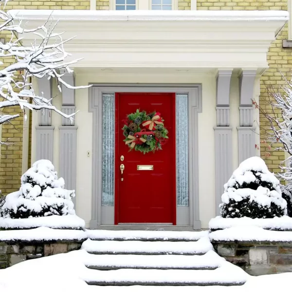 Fraser Hill Farm 24 in. Artificial Christmas Wreath with Garland, Pinecones, Bows, and Berries