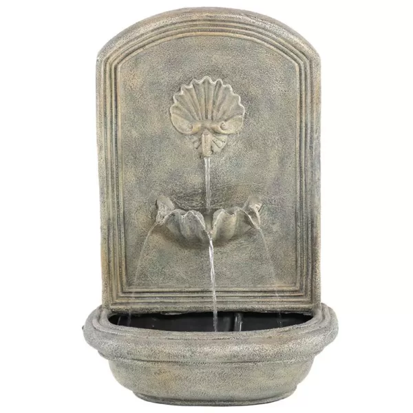 Sunnydaze Decor Seaside French Limestone Electric Powered Outdoor Wall Fountain