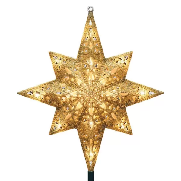 GE Holiday Classics 11 in. 16-Light Gold Glittered Bethlehem Star Tree Top